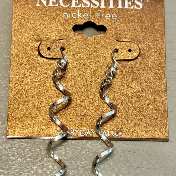 Everyday Silvertone Spiral Earrings - Picture 2 of 2